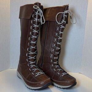 COLUMBIA Winter Transit Techlite Lace-Up Tall Leather Boots Faux Fur Lining